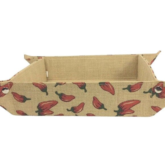 Chile Traditions Pepper Jute Collapsible Square Basket Display - Picture 1 of 6